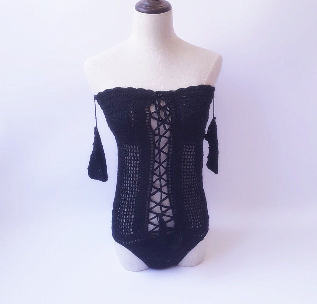 European And American Summer Off-shoulder One Piece Swimsuit